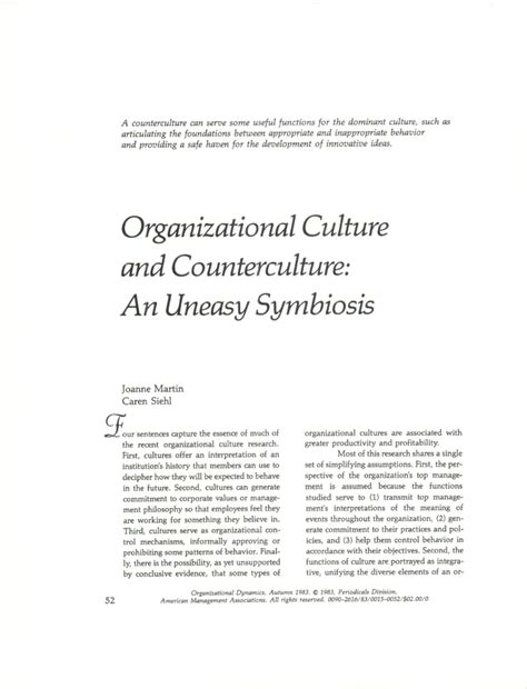 Counterculture - Organizational Culture and Counterculture: An Uneasy ...