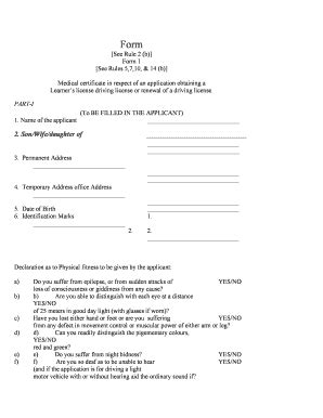 Medical Certificate for Driving License Application - Blank Fillable ...
