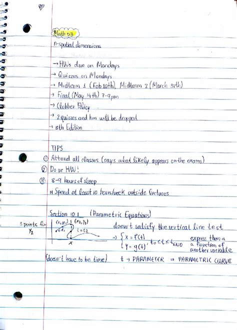 Math 53 Final Exam Study Notes: Parametric Equations & More - Studocu