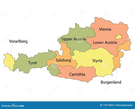 Regions of Austria stock vector. Illustration of vector - 173773824