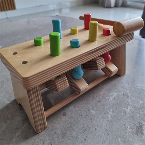 Pounding Bench Wooden Toy with Hammer | Montessori Toys – nestatoys
