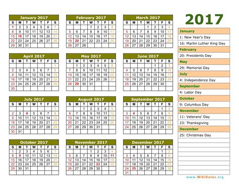 2017 Annual Calendar