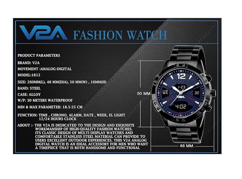 Buy V2A Unique Dress Casual Blue Display Analog-Digital Stainless Steel ...