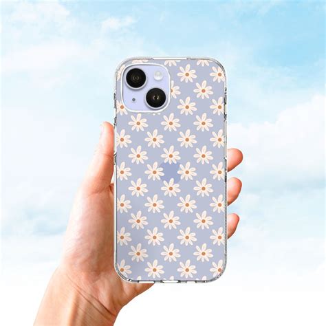 Clear Silicone Case Cute Daisies pattern – sillycanvas