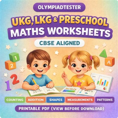 UKG, LKG & Preschool Maths Worksheets PDF | Olympiadtester – Olympiad ...