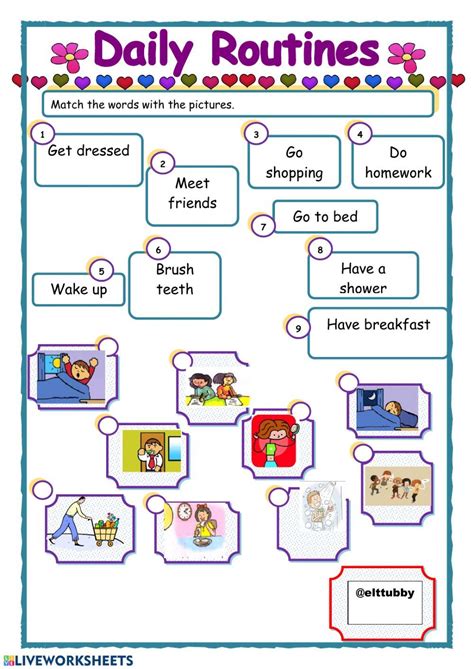 Daily Routine Worksheet 的图像结果