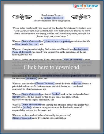 Image result for Example Church Resolution for Funerals