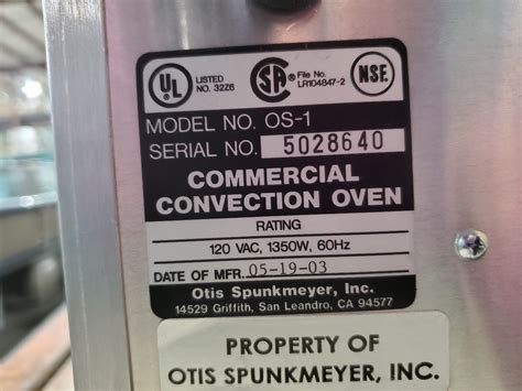 OTIS SPUNKMEYER OS-1 COMMERCIAL CONVECTION COOKIE OVEN W/ 3 TRAYS ...