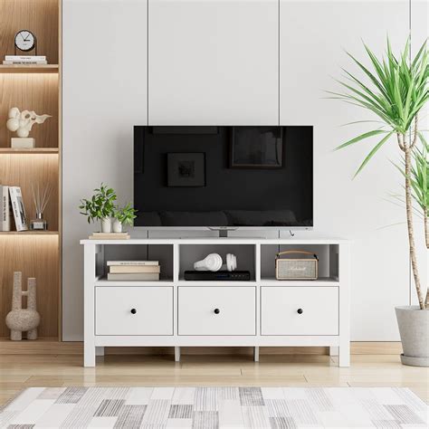 Buy FOREHILL TV Stand Cabinet Floor TV Console with 3 Drawers for 43 ...