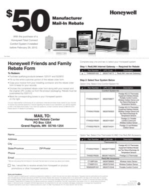 Fillable Online Honeywell Friends and Family Rebate Form Fax Email ...