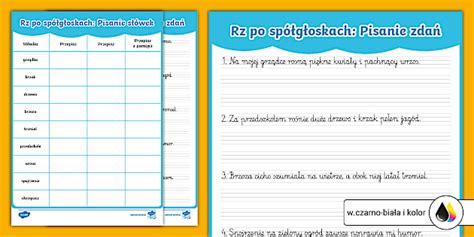 Sówka Ortografka | Rz po spółgłoskach | Grafomotoryka