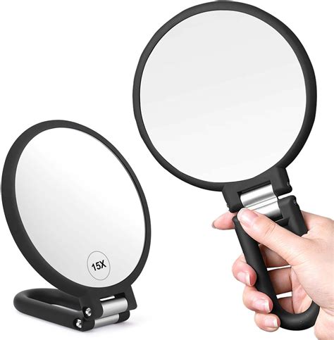 CLSEVXY Magnifying Handheld Mirror Double Sided, 1X 15X Magnification ...