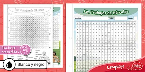 Sopa de Letras | Los Trabajos de Hércules | Antigua Grecia