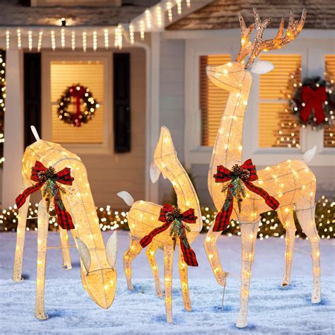 Snapklik.com : 3-Piece Pre-Lit Reindeer Family Set, 3D Plug In 170 ...
