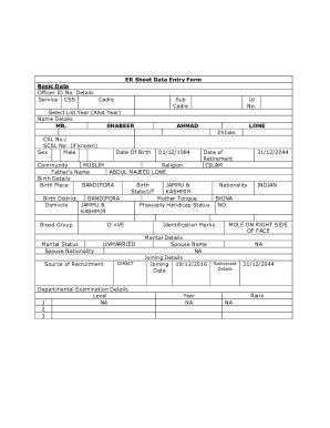 Fillable Online cwprs gov ER Sheet Data Entry Form Basic Data Officer ...