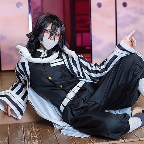 IamaCos Iguro Obanai Kostüm Demon Slayer Cosplay Outfit Anime Kimono ...