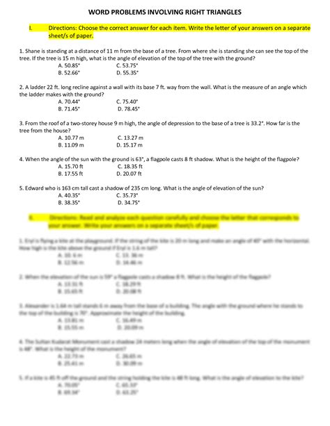 Word Problems Involving Right Triangles 的图像结果