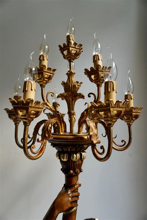 Italian Gilded Wood Venetian Figural Torchère Candelabra Floor Lamp For ...