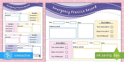Emergency Practice Record | Twinkl Busy Bees (teacher made)