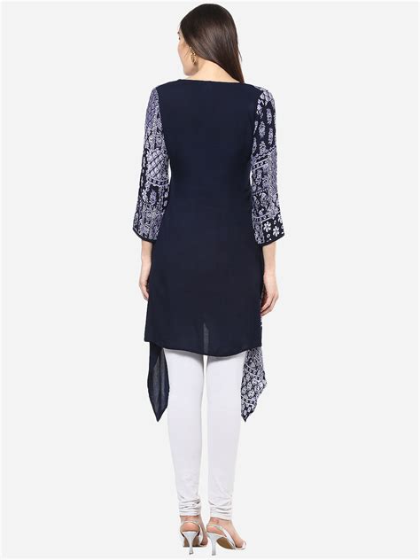 Women's Navy Blue Flap style Kurti – Stylestone