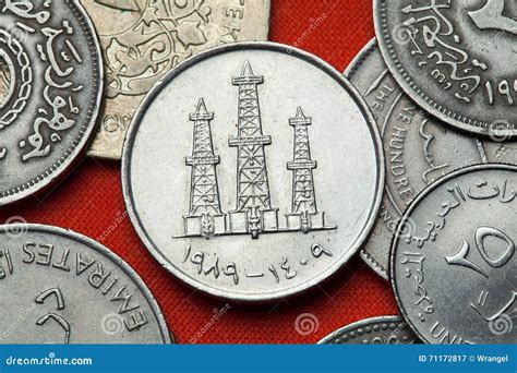 Coins of the United Arab Emirates. Oil Derricks Stock Image - Image of ...