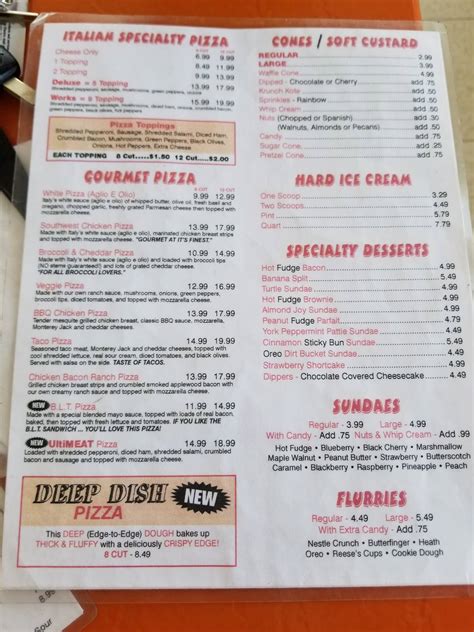 Carta de Frozen Dee-Lite Cafe, Parkman