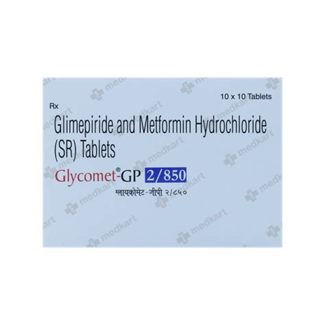 GLYCOMET GP 2/850MG TABLET 10'S : View Price, Combination and ...