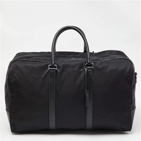 Prada Black Nylon and Leather Duffle Bag For Sale at 1stDibs