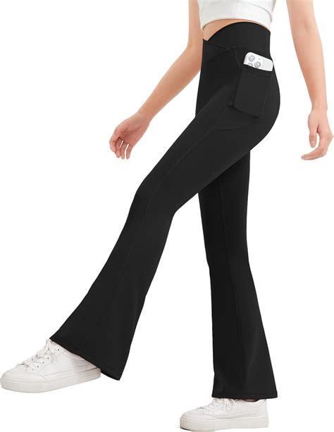 JOCMIC Girls Flare Leggings Kids Bell Bottom High Waisted Dance Yoga ...