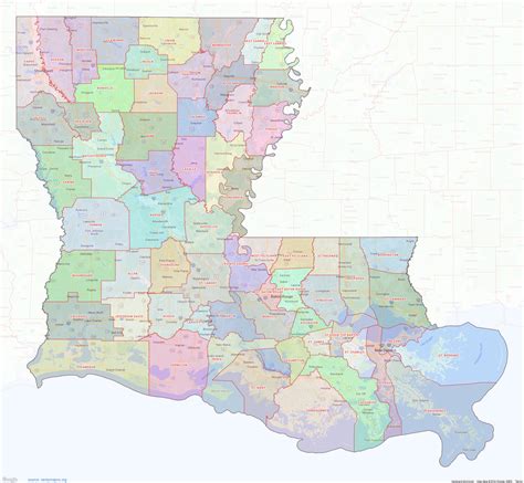 Louisiana County Map – shown on Google Maps