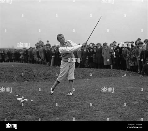 American professional golfer Gene Sarazen playing before a crowd of ...