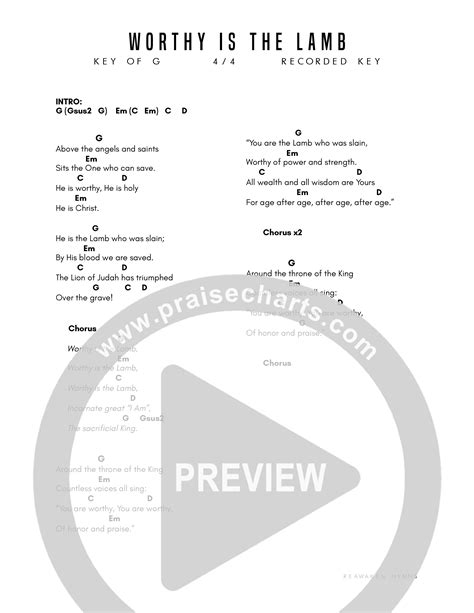 Worthy Is The Lamb Chords PDF (Reawaken Hymns) - PraiseCharts
