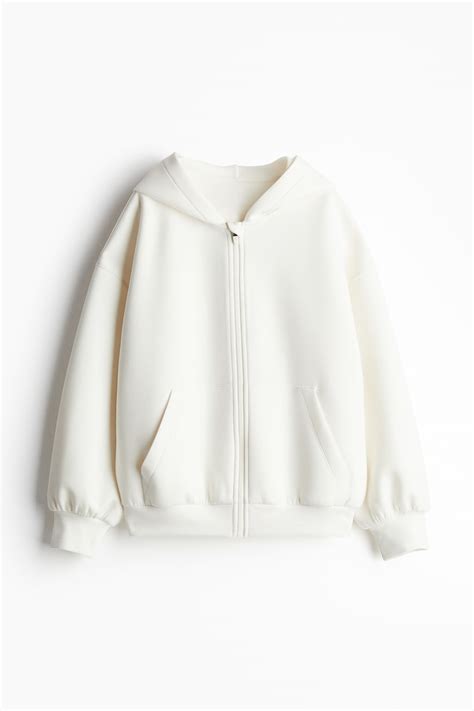 Zip-through sports hoodie with DryMove™ - White - Kids | H&M IN