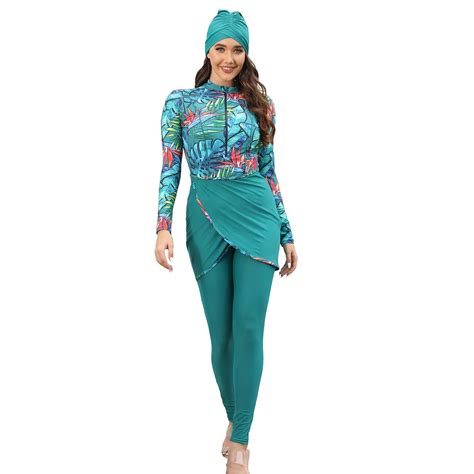 Plus Size Rashguard Swimsuit For Women Muslim Swimwear Long Sleeve ...