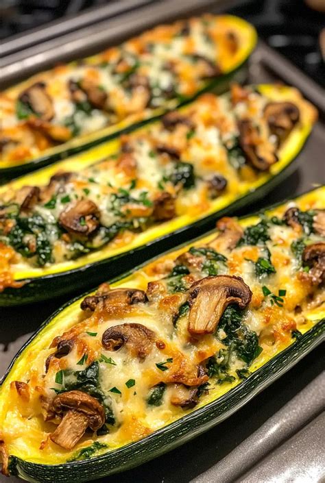 Delicious Zucchini Boats with Spinach, Mushrooms, and Ricotta Filling ...