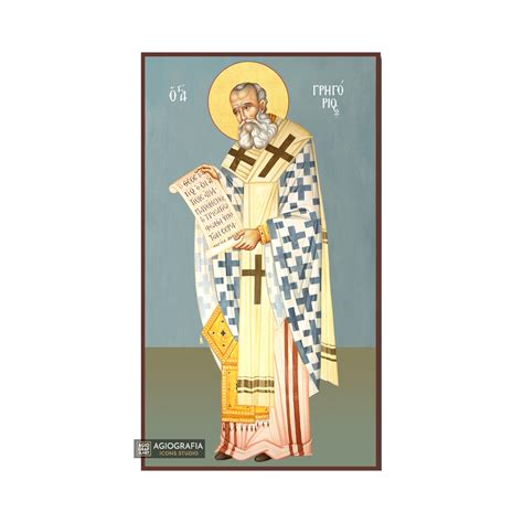 St Gregory the Theologian Christian Icon with Blue Background ...