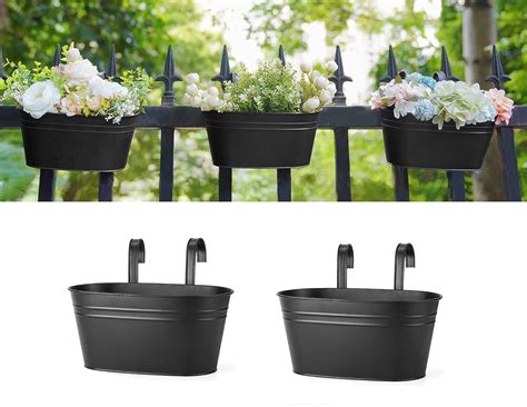PRIME KRAFTS 12 INCH Anti Rust Railing Oval Planter for Balcony ...