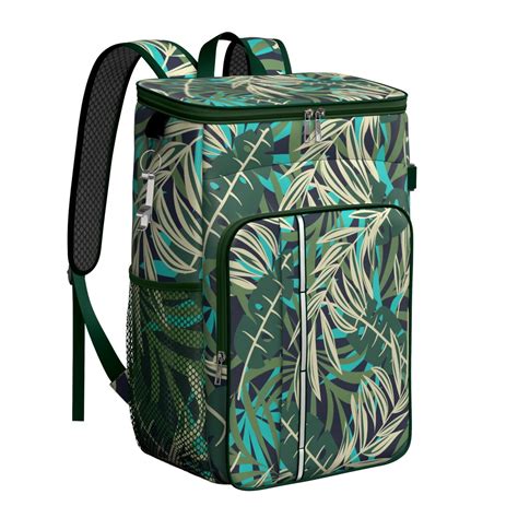 Botanical Leafy Soft Cooler Backpack - 20L, Multiple Pockets for Organized Storage, Leakproof ...