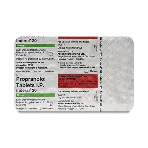 Inderal 20 - Strip of 15 Tablets : Amazon.in: Fashion