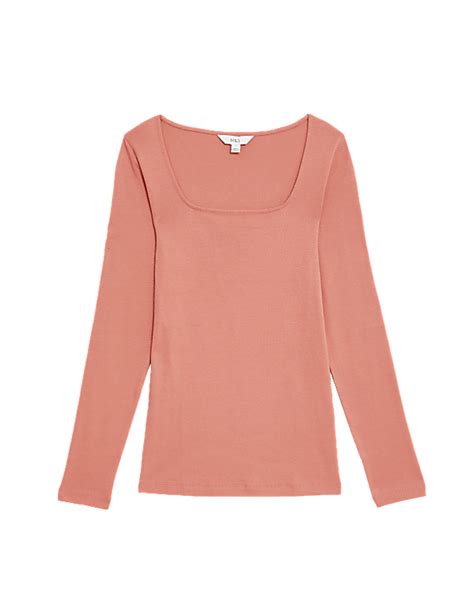 Buy Pure Cotton Square Neck Slim Fit Top at Marks & Spencer