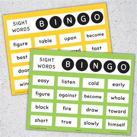 Sight Words Bingo Cards: 4th 100 Fry Sight Words, Fun Activities | Made ...