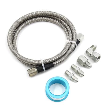 Steel Braided Turbo Oil Feed Line -4AN, Pressure Stainless Remote ...