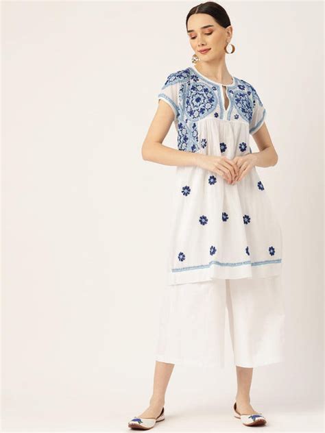 Hand Embroidery Chikankari Tunic for Women - House Of Kari (Chikankari ...