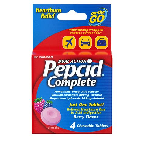 Buy Pepcid Complete 2-in-1 Acid Reducer Antacid Chewables, Berry, 4 ct Online in India. 419073956