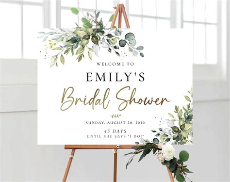Bridal Shower Sign, Greenery Bridal Shower Sign, Custom Design, Bridal ...