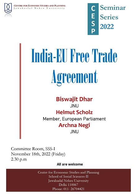 CESP organises a seminar on "India-EU Free Trade Agreement" | Welcome ...