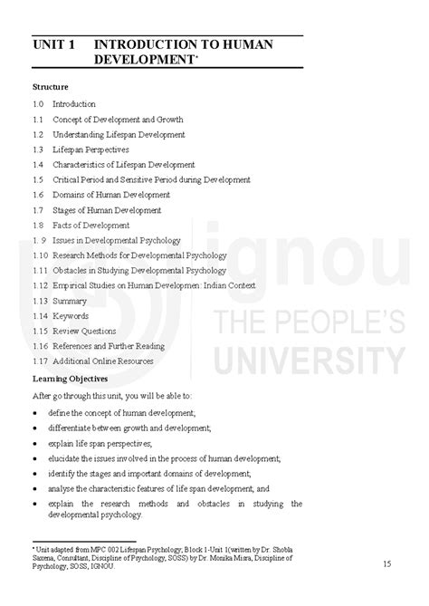 Unit 1: Overview of Human Development - Concepts and Perspectives - Studocu