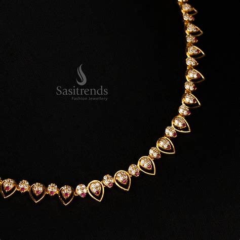 Micro Gold Plated AD Stone Water Drop Necklace Set - Sasitrends