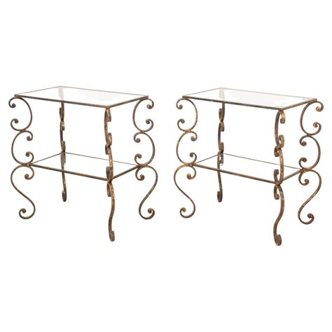 Baroque Revival Gilt Wrought Iron End Tables, Pair For Sale at 1stDibs