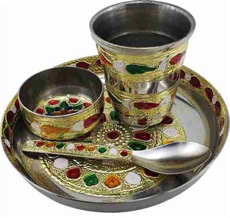 The Classic Cart Rajasthani Meenakari Worked Steel Krishna Pooja/Bhog ...